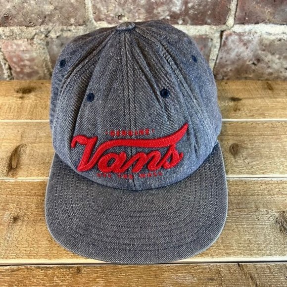 Vans Off The Wall Unisex Cap Genuine Snapback Embroidered Logo Gray Denim OS - Picture 2 of 8